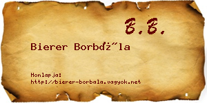 Bierer Borbála névjegykártya